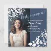 Blue-Gray White Flowers Announcement Card (Front)
