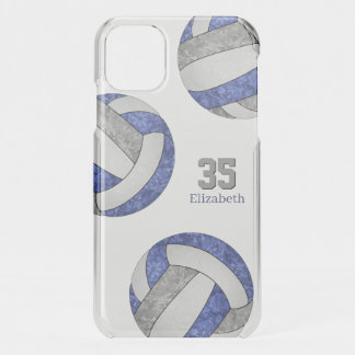 blue gray white girly volleyball team colors iPhone 11 case