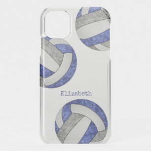 blue gray white girly volleyball team colors iPhone 11 case