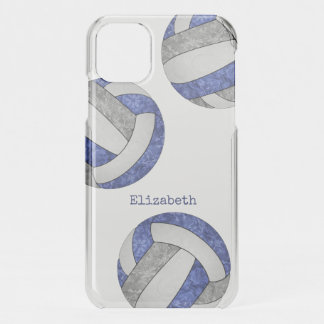 blue gray white girly volleyball team colors iPhone 11 case