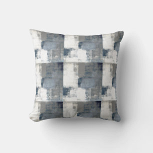Blue Gray & White Modern Abstract Decor Pillow