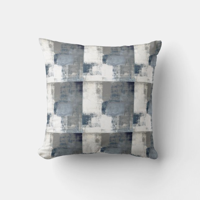 Blue Gray & White Modern Abstract Decor Pillow (Front)