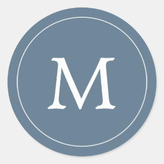 Blue Gray & White Monogram Seal