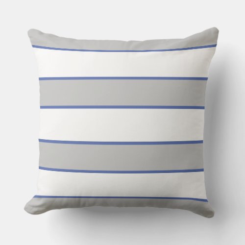 Blue Gray White Nautical Elegant Modern Stripes Outdoor Pillow