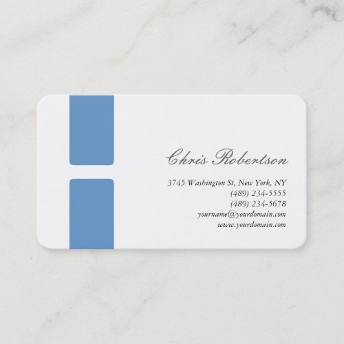 Blue_Gray White Round Corner Script Business Card