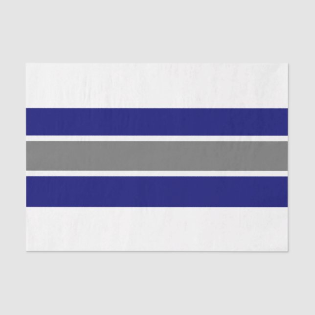 Blue/Gray/White Stripe 18lb Tissue Paper (Front)