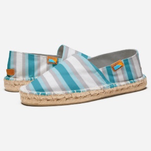 Blue Gray White Stylish Striped Pattern Espadrilles