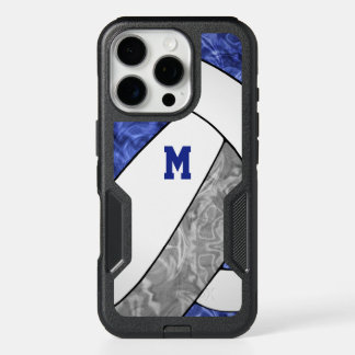 blue gray white team colors girls volleyball iPhone 16 pro case