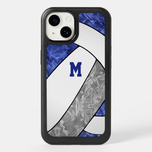blue gray white team colors girls volleyball OtterBox iPhone 14 case