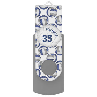 blue gray white volleyballs girls personalized flash drive