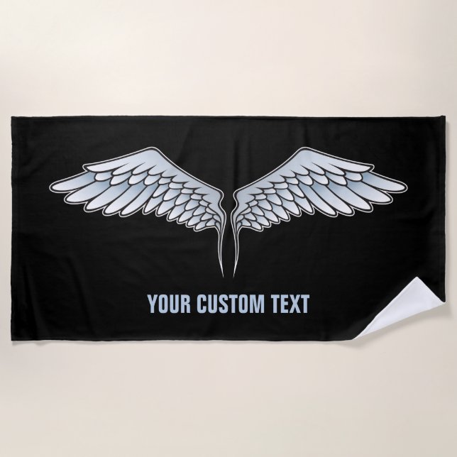 Blue-gray wings beach towel (Front)