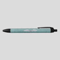 Blue-gray wings black ink pen
