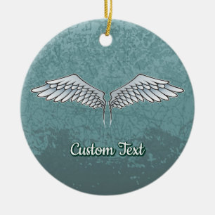 Blue-Gray Wings Ceramic Ornament