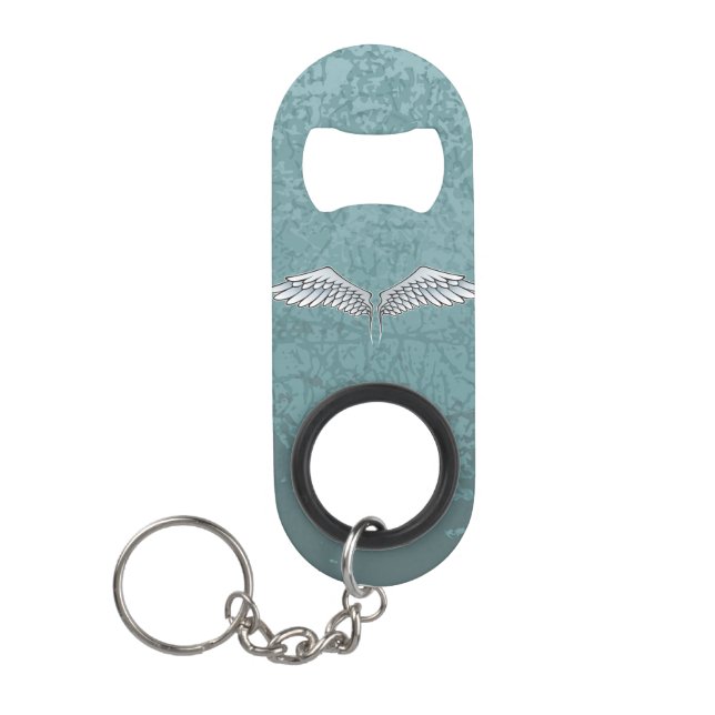Blue-Gray Wings Keychain Bottle Opener (Front)