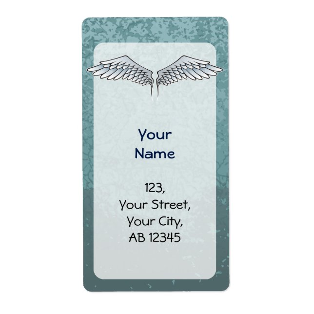 Blue-gray wings label (Front)
