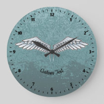 Blue-Gray Wings Large Clock