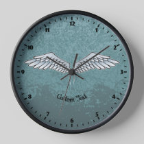 Blue-Gray Wings Large Clock