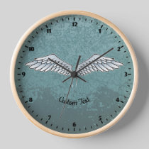 Blue-Gray Wings Large Clock