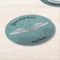 Blue-Gray Wings Round Paper Coaster