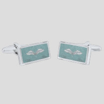 Blue-gray wings silver cufflinks