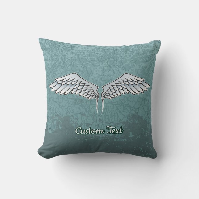 Blue-Gray Wings Throw Pillow (Front)