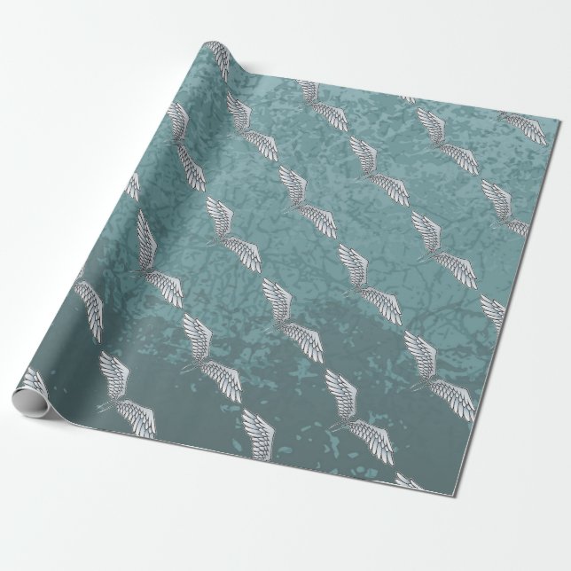 Blue-gray wings wrapping paper (Unrolled)