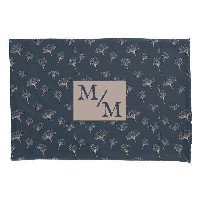 Blue Gray Wrought Iron Gingko Pillow Case (Front)