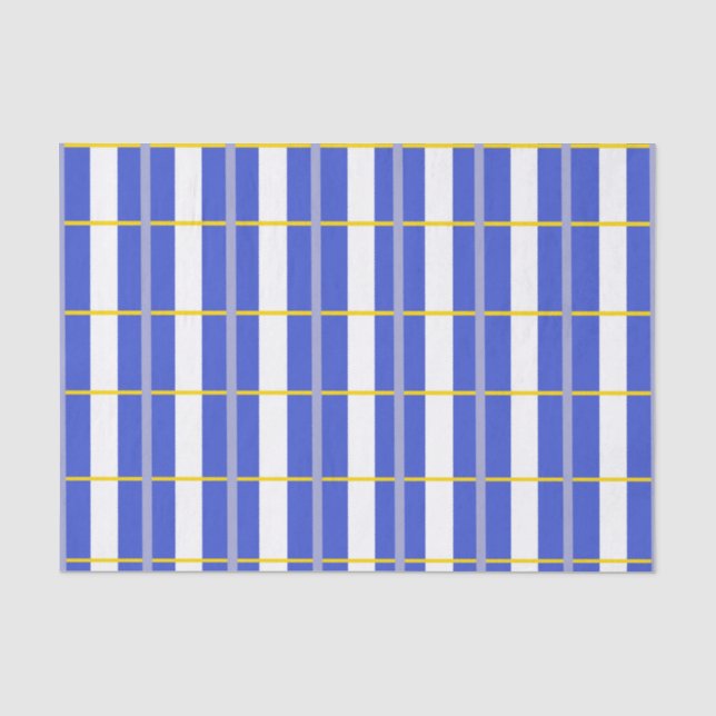 Blue, Gray, Yellow Check Tissue Paper (Front)