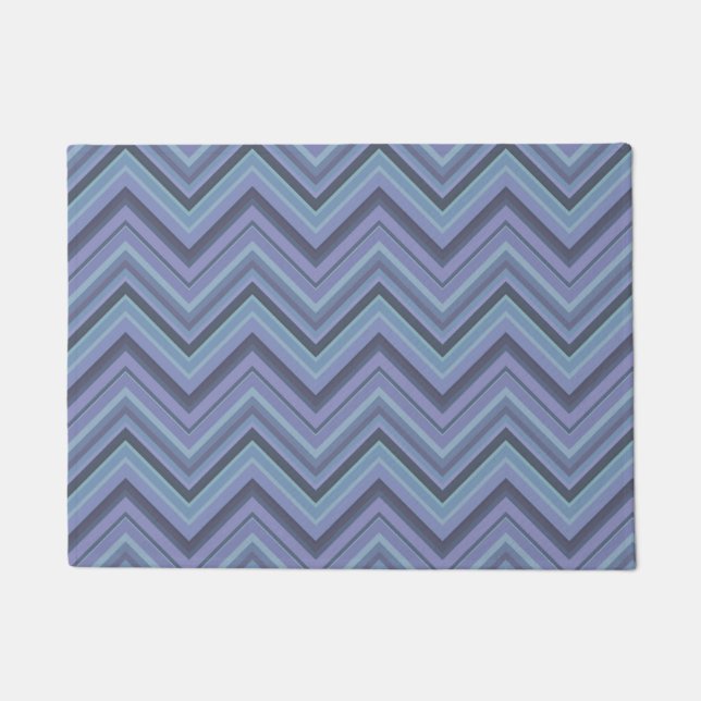 Blue-gray zigzag stripes doormat (Front)