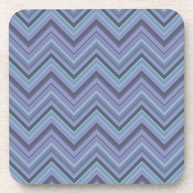 Blue-gray zigzag stripes drink coaster (Front)