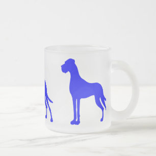 Blue Great Dane Frosted Glass Coffee Mug
