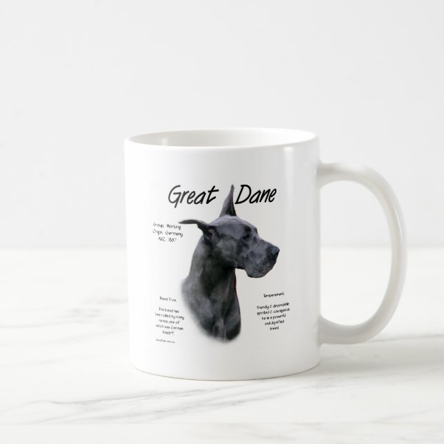 Blue Great Dane History Design Coffee Mug (Right)