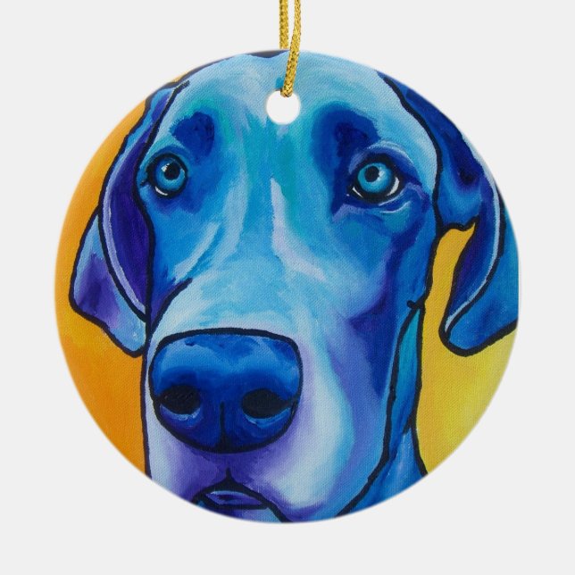 Blue Great Dane Oranment Ceramic Ornament (Front)