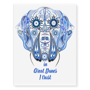 Blue Great Dane temporary tattoo