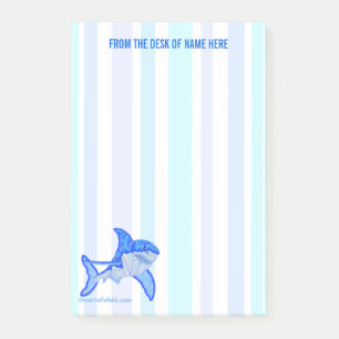 Blue Great White Shark Colorful Sea Stripes Post-it Notes