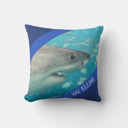Blue Great White Shark Underwater Australia Throw Pillow