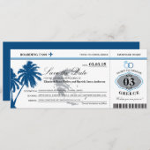 Blue Greece Boarding Pass Save the Date (Front/Back)