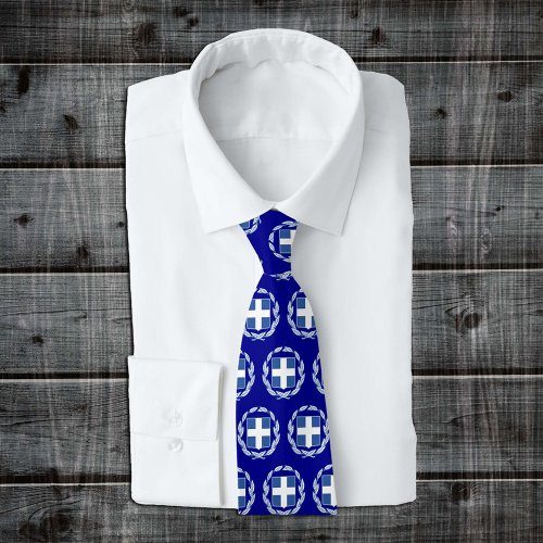 Blue Greece Emblem fashion Tie Greek Flag Neck Tie