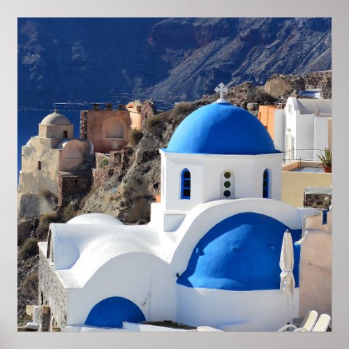 Blue Greece Santorini Oia Poster