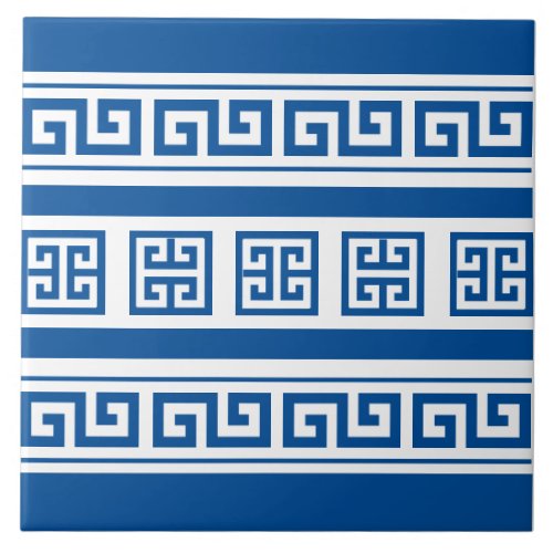 Blue Greek Key Ceramic Tile