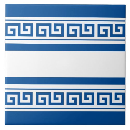 Blue Greek Key Ceramic Tile