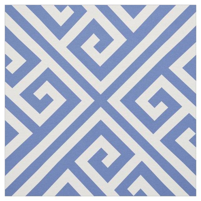 Blue Greek Key Large Scale Fabric (Swatch)