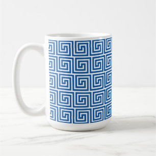 Blue Greek Key Meander Pattern Coffee Mug