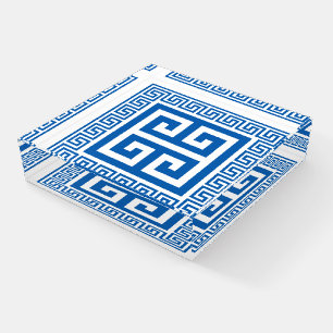Blue Greek Key Paperweight
