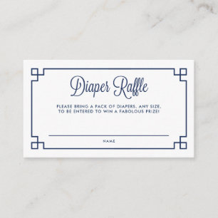 Blue Greek Key Pattern Diaper Raffle Baby Shower Enclosure Card
