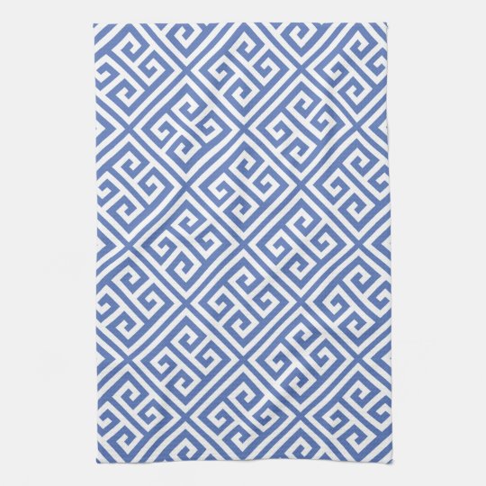 Blue Greek Key Pattern Hand Towel