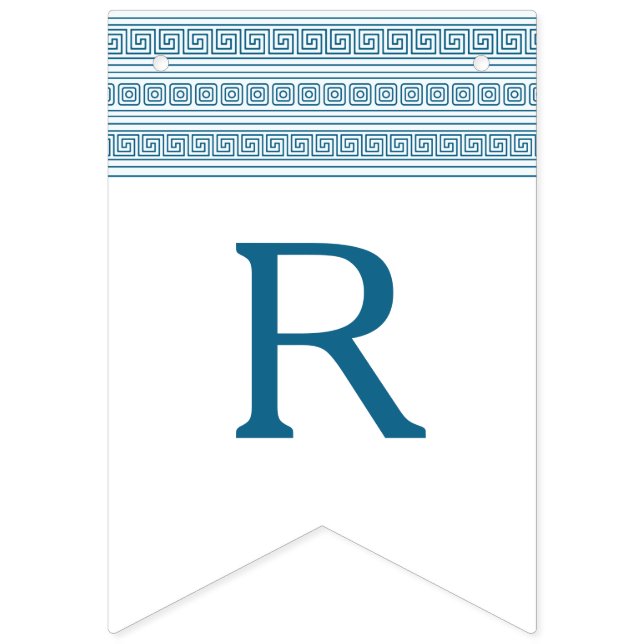 Blue Greek Toga Birthday Party with Stone Elements Bunting Flags (Tenth Flag)