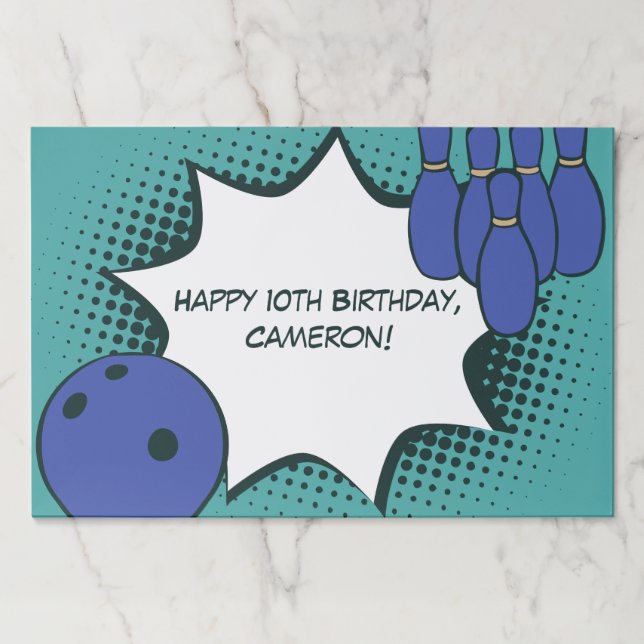 Blue-Green 10th Birthday Bowling Party Paper Pad (Front)