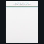 Blue Green 3 Lines Professional Name Contact Letterhead<br><div class="desc">Elegant and professional letterhead in white with your name and contact information in a tasteful font above three thin clean lines of blue, green, and navy blue. Elegant letterhead for him with his name in blue, address and contact information in black, and a simple yet clean design with lines in...</div>