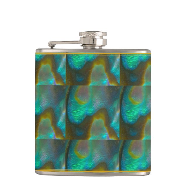 Blue Green Abalone Shell Flask (Front)